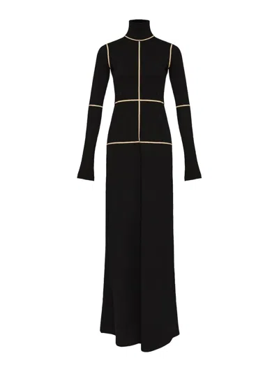 Mm6 Maison Margiela Contrast Seam Long Sleeve Turtleneck Dress In Black