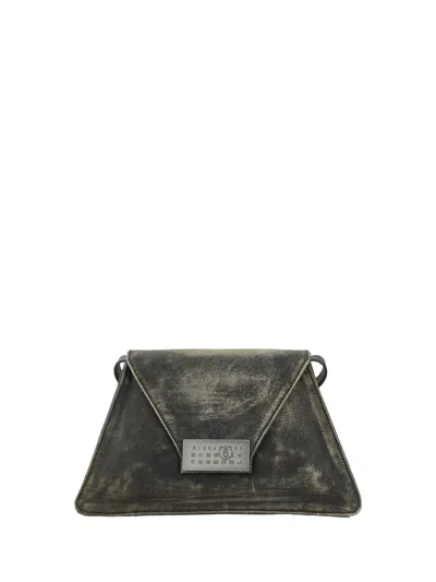 Mm6 Maison Margiela Vintage Effect Metal Plaque Flap Shoulder Bag