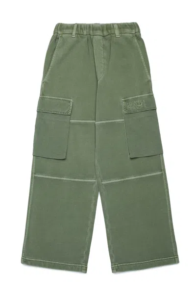 Mm6 Maison Margiela Kids' Numbers-embroidered Wide-leg Cargo Trousers In Green