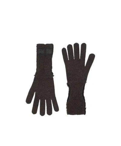 Mm6 Maison Margiela Vintage Knit Full-finger Gloves In Brown