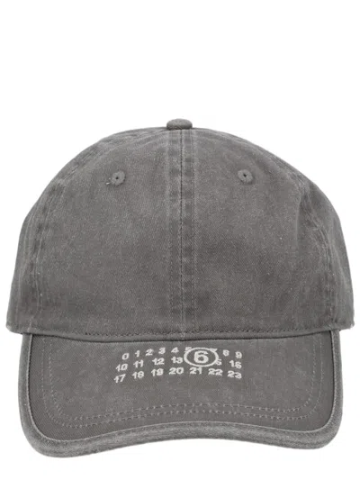Mm6 Maison Margiela Vintage-inspired Grey Cotton Baseball Cap In Gray