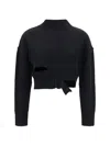 Mm6 Maison Margiela Mm6 By Maison Margiela Cropped Distressed Sweater With High Neck In Black