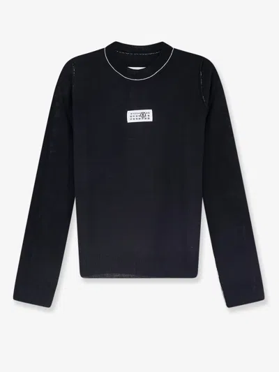 Mm6 Maison Margiela Virgin Wool Blend Sweater In Black