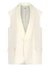 Mm6 Maison Margiela Wool Sleeveless Longline Vest With Shawl Collar