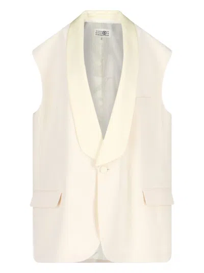Mm6 Maison Margiela Virgin Wool Blend Vest Jacket In White
