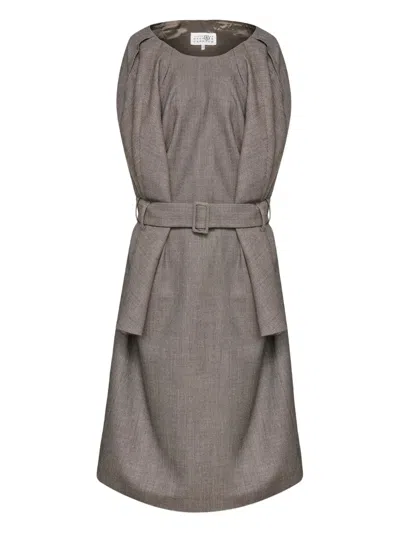 Mm6 Maison Margiela Virgin-wool Dress In Gray
