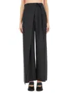 Mm6 Maison Margiela Belted High-rise Flared Wool Trousers In Black