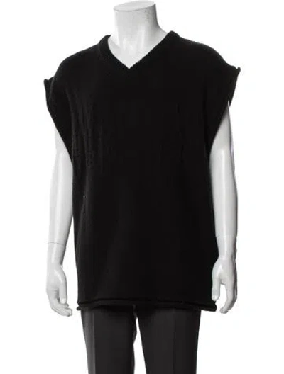 Pre-owned Mm6 Maison Margiela Virgin Wool V-neck Sweater Vest In Black