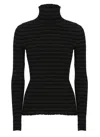 Mm6 Maison Margiela Ribbed Viscose High Neck Knit Sweater In Black