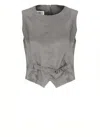 Mm6 Maison Margiela Mm6 By Maison Margiela Satin-finish Grey Gilet With Structured Belt In Gray