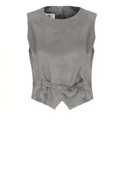 MM6 MAISON MARGIELA VISCOSE GILET WITH REAR ZIP FASTENING AND ADJUSTABLE STRAPS