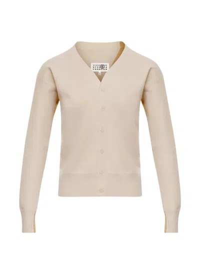 Mm6 Maison Margiela V-neck Buttoned Cardigan In Neutral