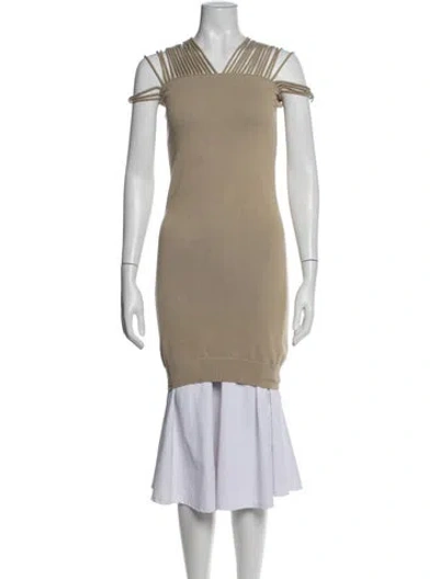 Pre-owned Mm6 Maison Margiela V-neck Dress In Neutrals