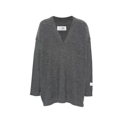 Mm6 Maison Margiela Oversized Wool And Alpaca-blend Sweater In Gray
