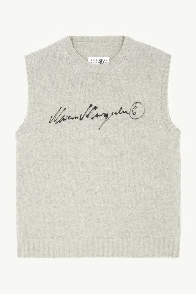 Mm6 Maison Margiela V-neck Gilet In Gray