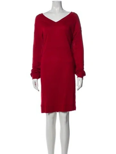 Pre-owned Mm6 Maison Margiela V-neck Knee-length Dress In Red
