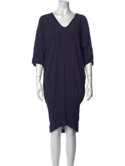 Pre-owned Mm6 Maison Margiela V-neck Midi Length Dress In Blue