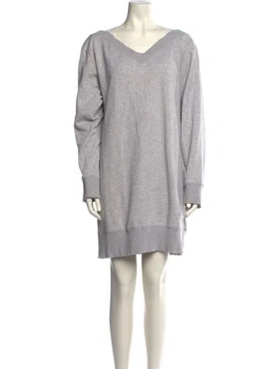 Pre-owned Mm6 Maison Margiela V-neck Mini Dress In Gray