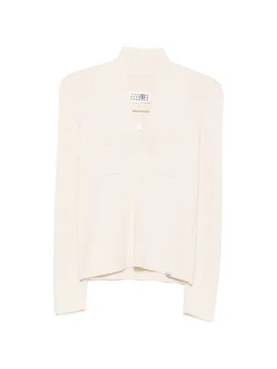 Mm6 Maison Margiela V-neck Pocket-detail Sweater In Pink