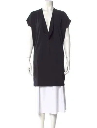 Pre-owned Mm6 Maison Margiela V-neck Short Sleeve Tunic In Black