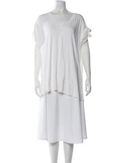 Pre-owned Mm6 Maison Margiela V-neck Short Sleeve Tunic In White