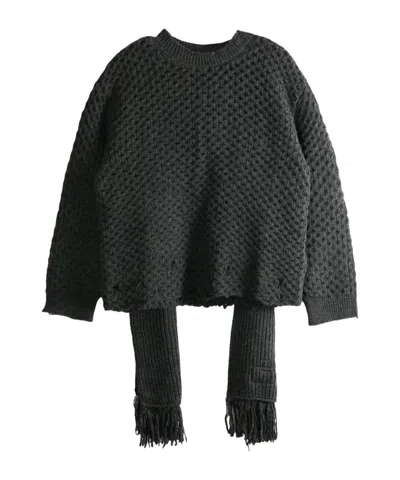 Mm6 Maison Margiela Waffle Sweater In Black