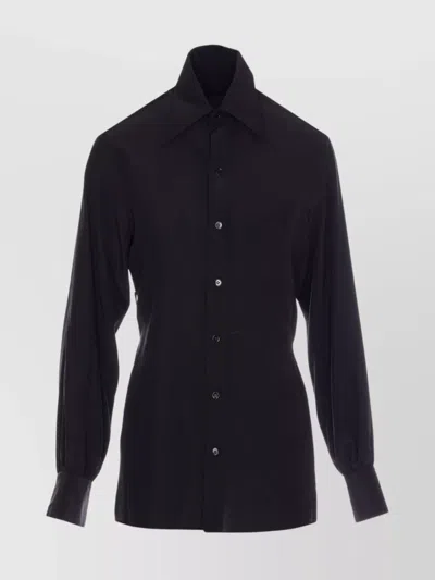 Mm6 Maison Margiela Waist Belt Long Sleeves Regular Collar In Black