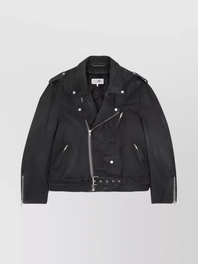 MM6 MAISON MARGIELA WAIST BELTED LAPEL COLLAR ZIP JACKET