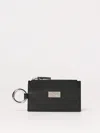Mm6 Maison Margiela Leather Wallets With Keyring And Metallic Ring In Black