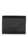 Mm6 Maison Margiela Mm6 By Maison Margiela Structured Black Leather Wallet With Embossed Logo