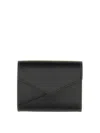Mm6 Maison Margiela Mm6 By Maison Margiela Structured Black Leather Wallet With Embossed Logo In Black
