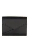 Mm6 Maison Margiela Mm6 By Maison Margiela Structured Black Leather Wallet With Embossed Logo In Black