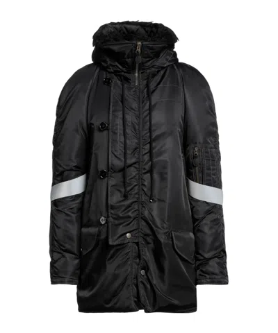 Mm6 Maison Margiela Warm Fleece Coat In Black