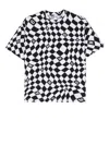 Mm6 Maison Margiela Warp Check Pattern Cotton T-shirt In Black