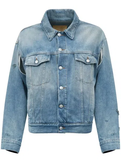 MM6 MAISON MARGIELA WASHED DENIM JACKET WITH DISTRESSED DETAILING