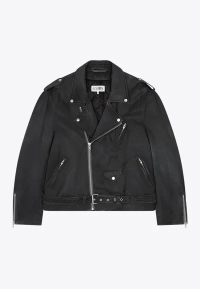 MM6 MAISON MARGIELA WASHED-EFFECT BIKER JACKET