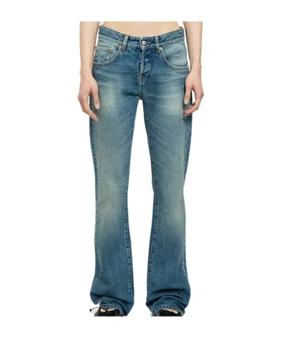 Mm6 Maison Margiela Washed Low-rise Cotton Jeans In Blue