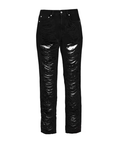Mm6 Maison Margiela Washed Ripped Slim-fit Jeans In Black