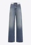 Mm6 Maison Margiela Wide Leg Five Pocket Trousers Waistband In Blue