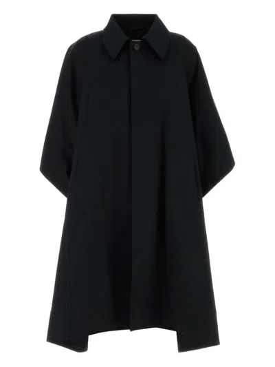 Mm6 Maison Margiela Cotton Overcoat For Women With Viscose Lining In Black