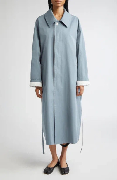 Mm6 Maison Margiela Water Repellent Cotton Gabardine Raincoat In Blue