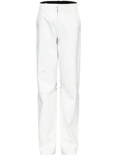 Mm6 Maison Margiela Wax Trousers In White