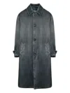 Mm6 Maison Margiela Waxed Button-up Coat In Gray