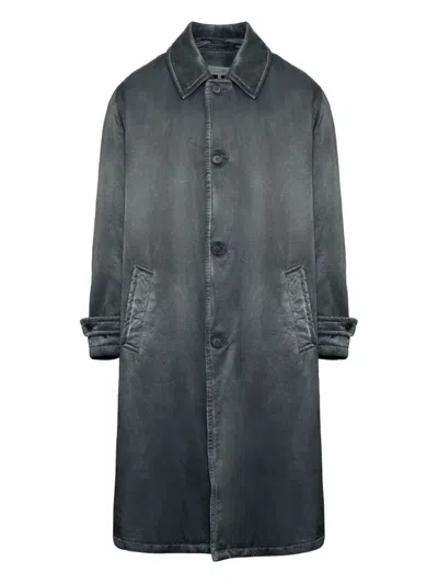 Mm6 Maison Margiela Waxed Button-up Coat In Gray