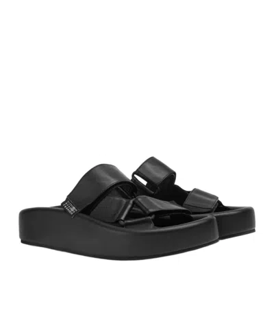 Mm6 Maison Margiela Webbing Slip-on Platform Sandals In Black