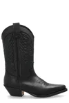 Mm6 Maison Margiela Pointed Toe Leather Boots With Double Pull-tabs