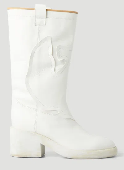 Mm6 Maison Margiela Western Boots In White