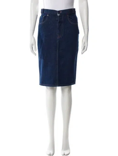 Pre-owned Mm6 Maison Margiela Whipstitch Trim Knee-length Skirt In Blue