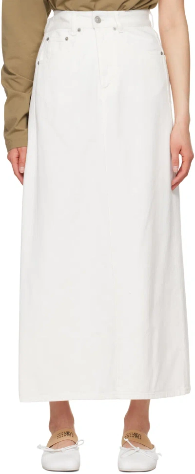 Mm6 Maison Margiela White 5-pocket Denim Maxi Skirt In 101 Off White