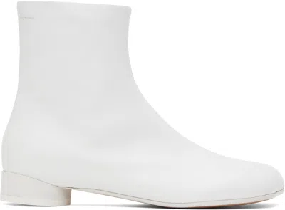 Mm6 Maison Margiela White Anatomic Ankle Boots In T1003 White